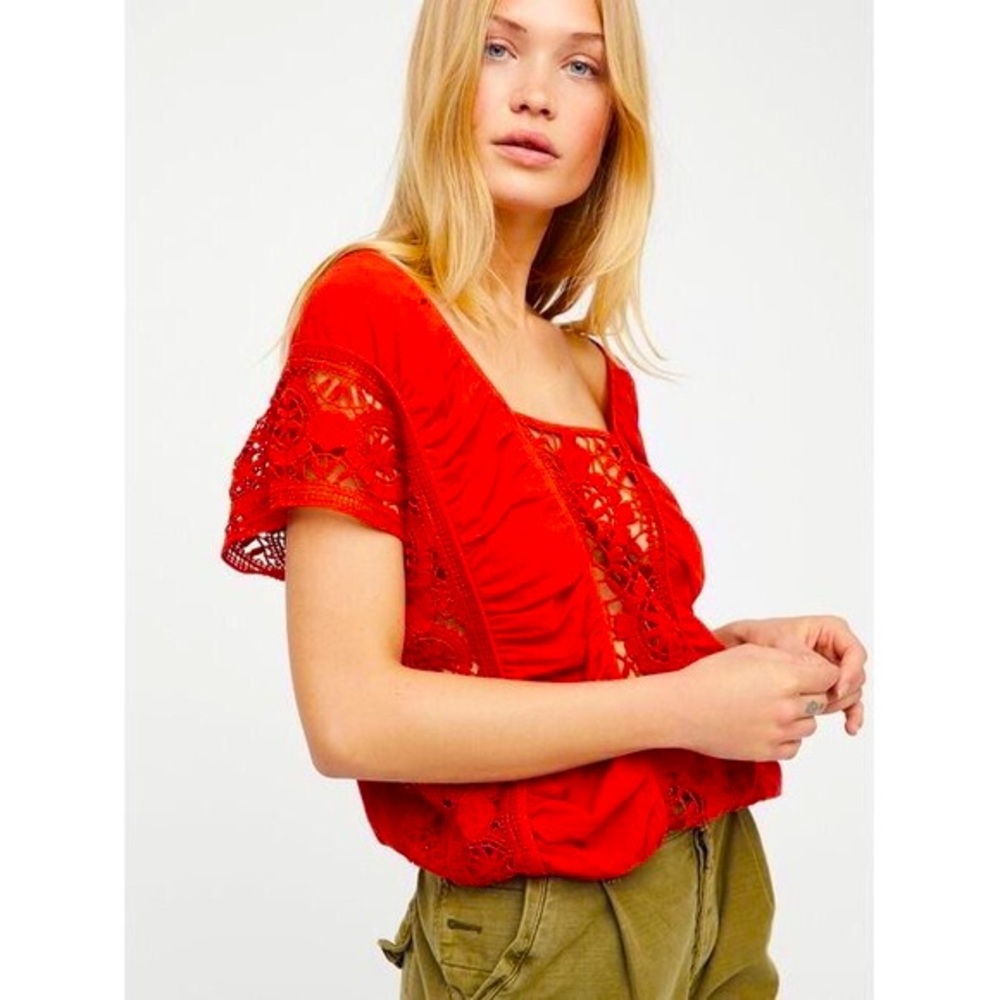 Free People Little Secret Top Red Large